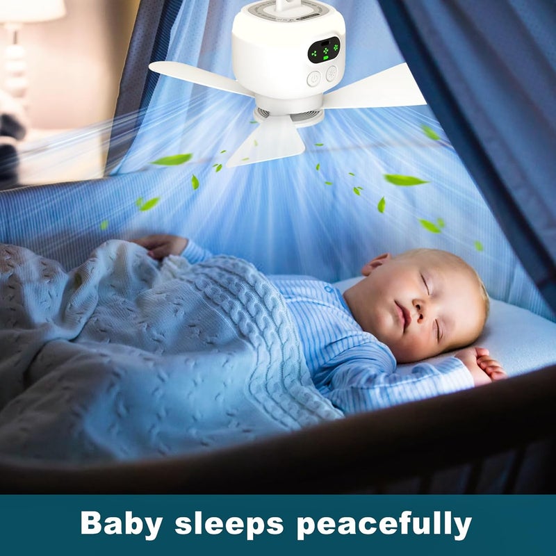 BOKASM Portable Camping Fan,Tent Ceiling Fan,Rechargeable 8000mAh Battery with LED Lighting & Hook,Auto Shut Off Timer,Detachable Fan Blade,Wind Power Adjustment,Used for Tent/Canopy/RV/Porch/Beach/Bedroom - Image 2